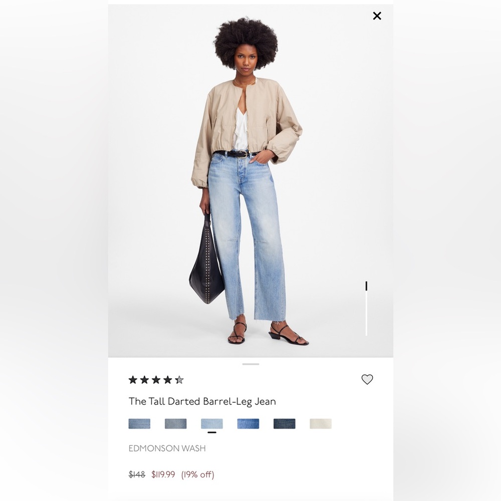 Edmonson Wash Tall Darted Barrel-Leg Jeans